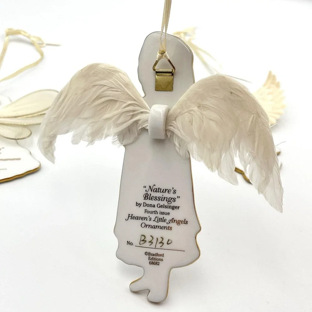 Vintage Bradford Editions Dona Gelsinger Angel Ornaments‎ 1990s Set of 3
